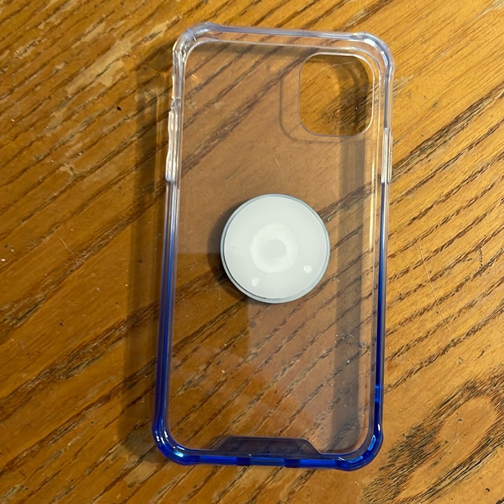 New iPhone 11 clear blue/white phone case with phone ring